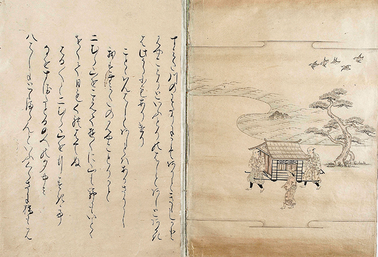 十六夜日記 江戸時代初期写　淡彩絵入り